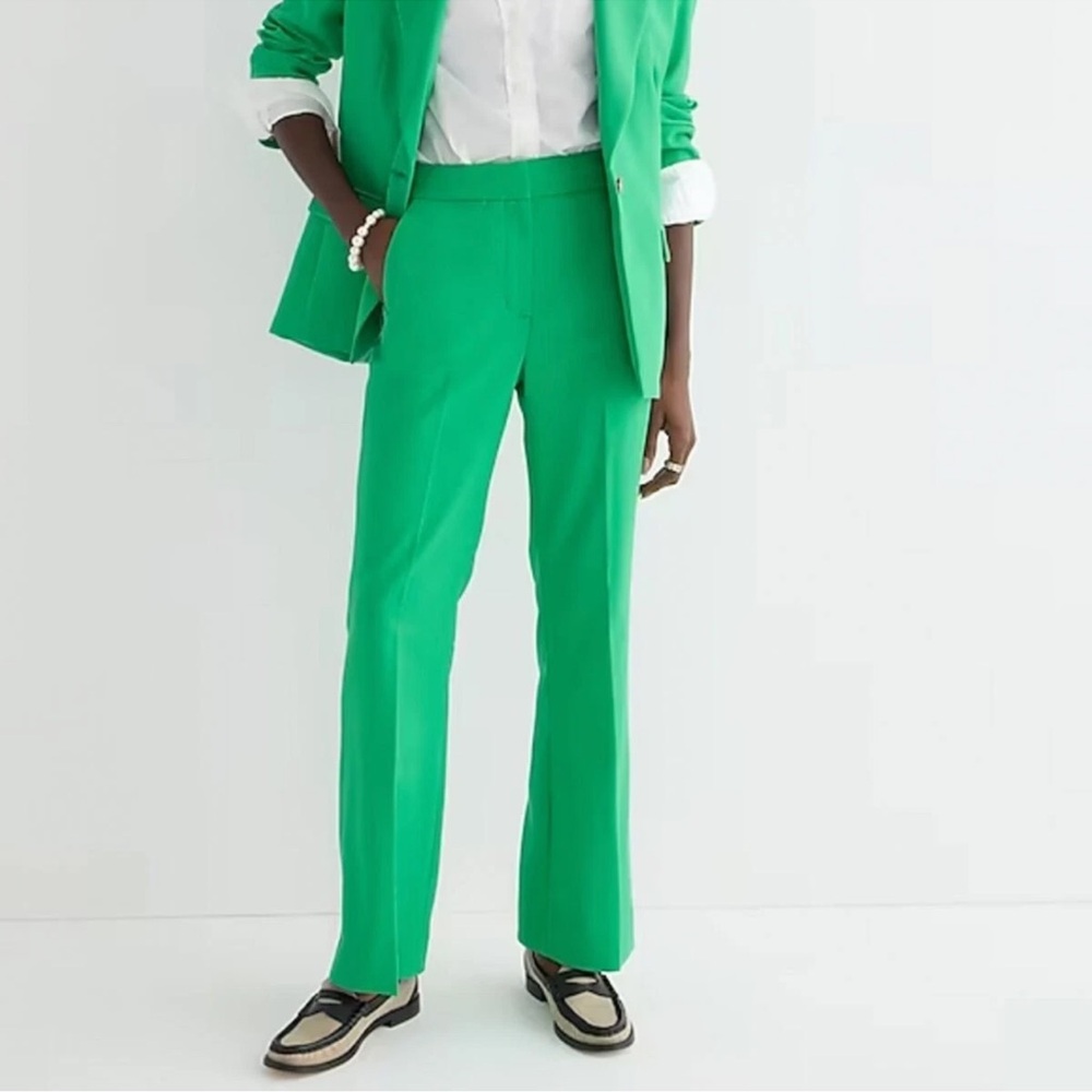 J. Crew women’s Willa Summer Green Italian wool blend 4 lined crop pockets Pants